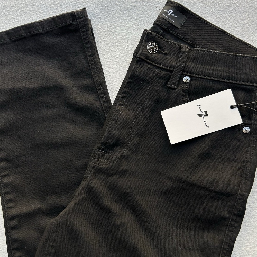 7 For All Mankind Black Jeans Size 28 High Waist Cropped Straight NWT MSRP $198